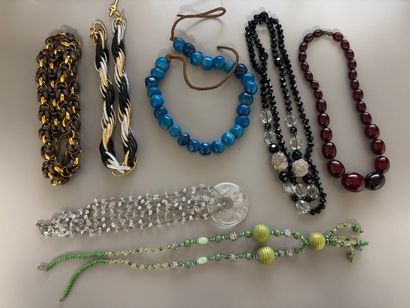 Large lot of metal and costume jewelry including:...
