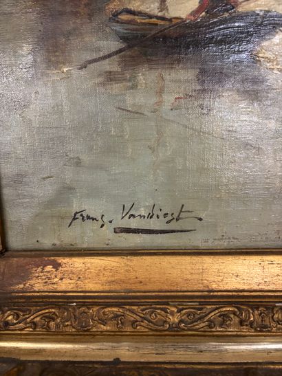 FRANZ VAN DIEST (XIXe), attribué à 
Canal
Huile...