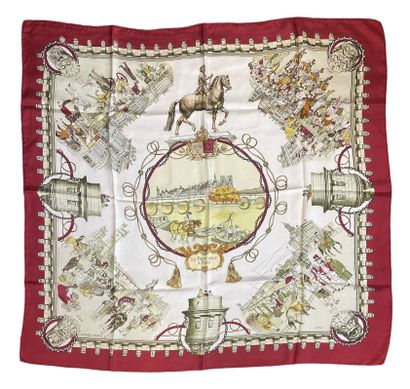 HERMES
Printed silk square depicting the...