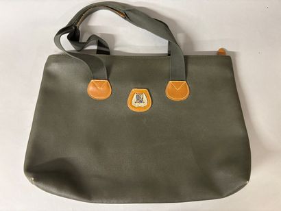 LANCEL 
Khaki grained leather tote bag, two...