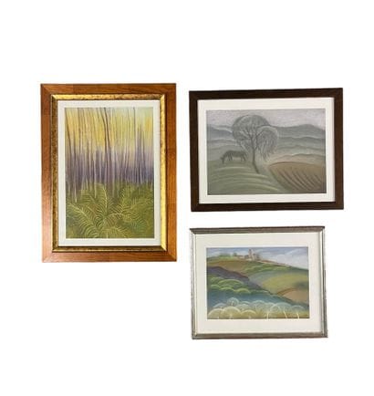 Nadia LAVROVA 
Set of 3 pastels framed under...