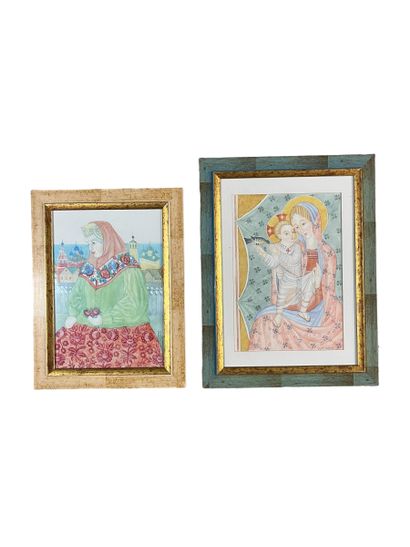 Nadia LAVROVA 
Lot of 2 watercolors framed...
