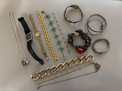 Large lot of metal and costume jewelry including:...