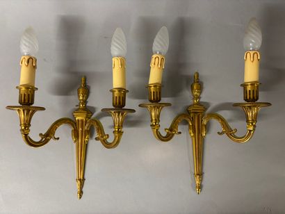 Paire d'appliques en bronze doré à deux bras...