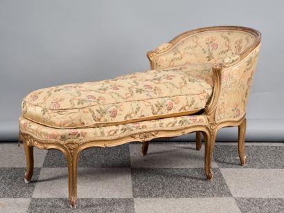 Chaise-longue ou méridienne en bois sculpté...