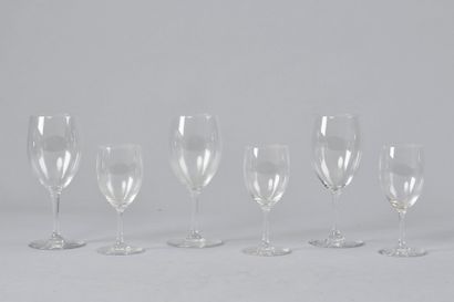 BACCARAT France 
Partie de service de verres...