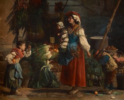 José TAPIRO (1830-1913)
Scène de marché en...