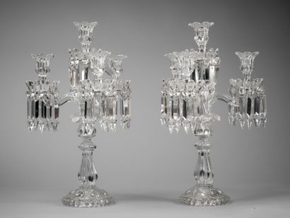 BACCARAT France 
Paire d'importants candélabres...
