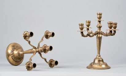 Paire de candélabres en bronze doré à cinq...