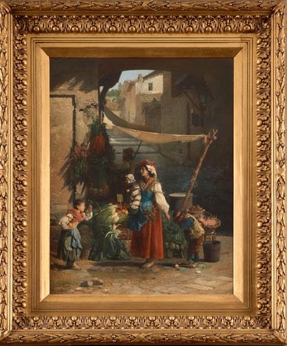 José TAPIRO (1830-1913)
Scène de marché en...