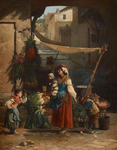 José TAPIRO (1830-1913)
Scène de marché en...