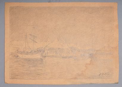 Léon DETROY (1859-1955)
Bateaux amarrés au...