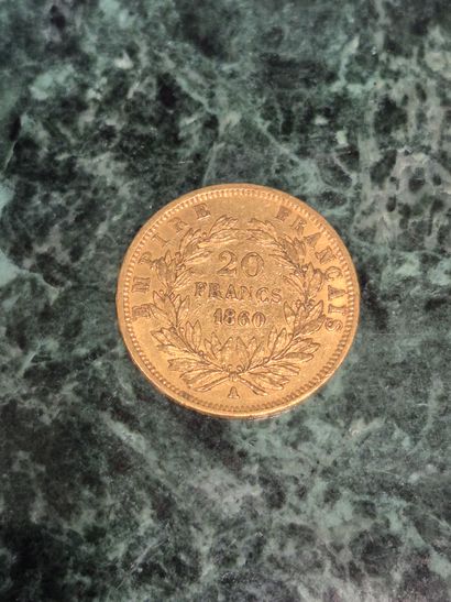 Une pièce de 20 francs en or, Napoléon III,...