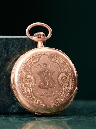 Montre de poche en or rose 18k 750 millièmes...