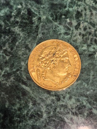 Une pièce de 20 francs en or, Cérès, datée...