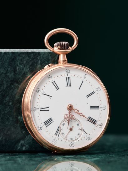Montre de poche en or rose 18k 750 millièmes...