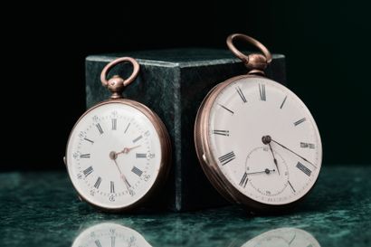Un lot de deux montres de poche en argent...
