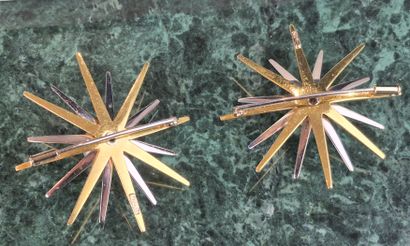 Pair of 18K 750 thousandth yellow and white...