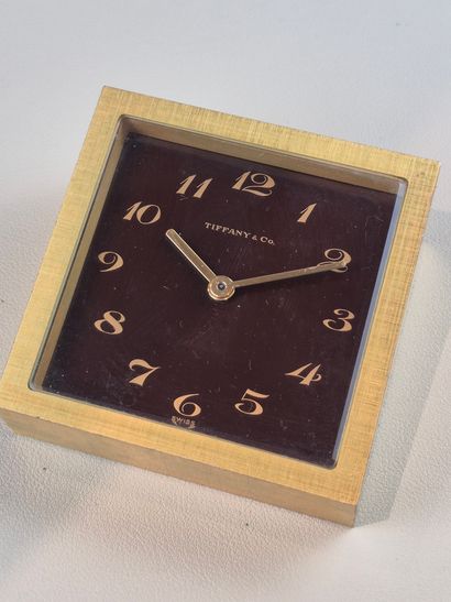 TIFFANY CO
Gilt metal desk clock with rectangular...