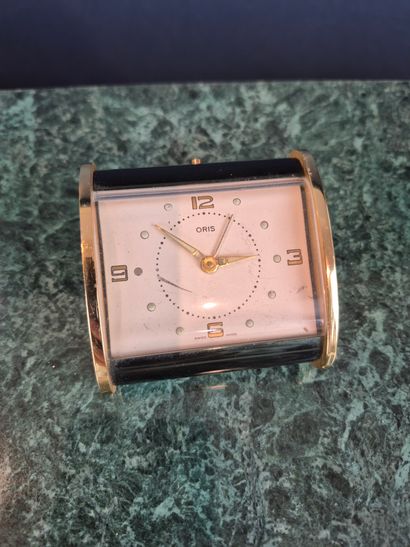 ORIS
Gold-plated and green metal desk alarm...