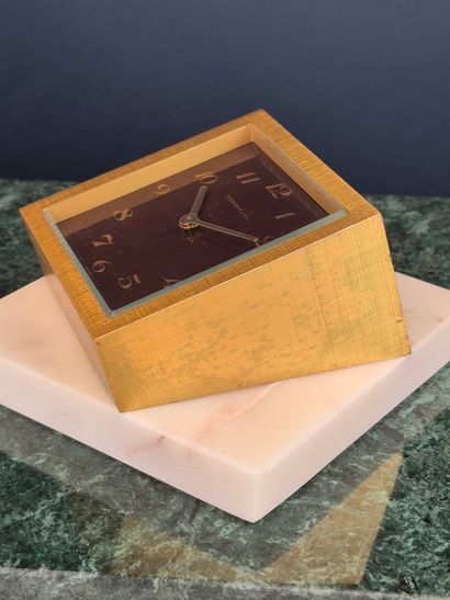 TIFFANY CO
Gilt metal desk clock with rectangular...