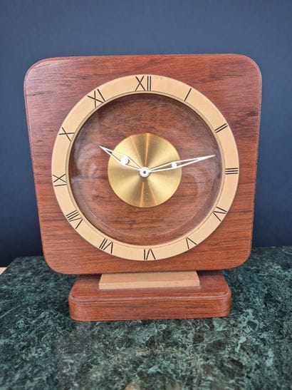 Desk or mantel clock in wood and painted...