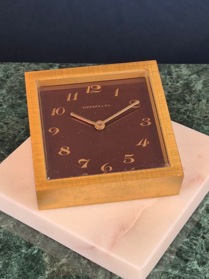 TIFFANY CO
Gilt metal desk clock with rectangular...