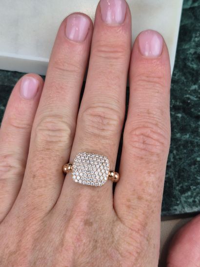 18k 750 thousandth rose gold ring with rectangular...