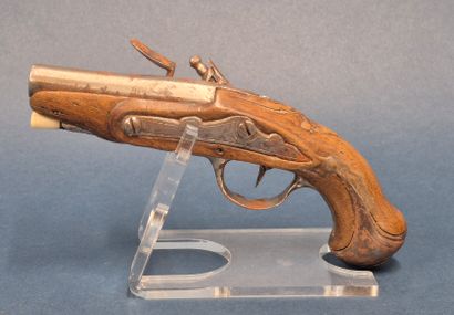 Pistolet de voyage à silex, canon à pans...