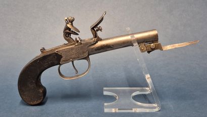 Rare pistolet anglais à silex à système début...