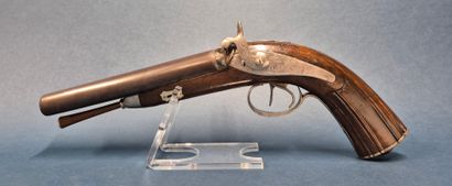 Pistolet à double canon en table vers 1850-1860,...