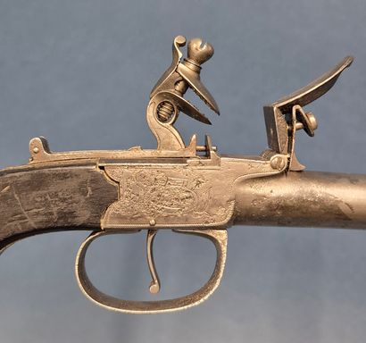 Rare pistolet anglais à silex à système début...