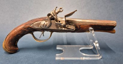 Pistolet à silex à canon double en table,...