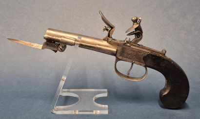 Rare pistolet anglais à silex à système début...