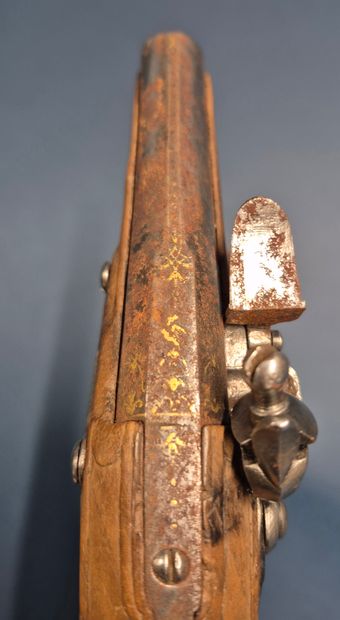 Pistolet de voyage à silex milieu XVIIIe,...