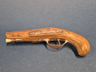 Pistolet de voyage à silex milieu XVIIIe,...