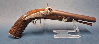 Pistolet à double canon en table vers 1850-1860,...