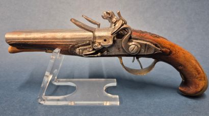 Pistolet à silex à canon double en table,...