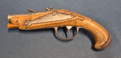 Pistolet de voyage à silex, canon à pans...