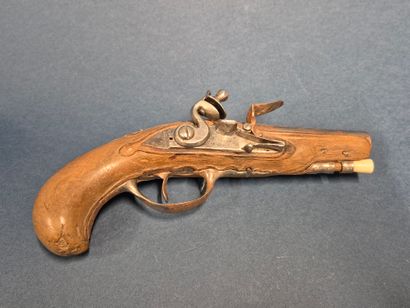 Pistolet de voyage à silex milieu XVIIIe,...