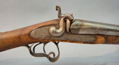 Fusil de chasse milieu XIXe à double canon...