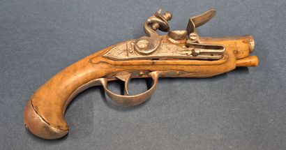 Pistolet de voyage à silex, canon à pans...