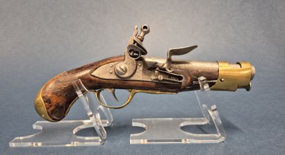 Arme composite, pistolet court à silex type...