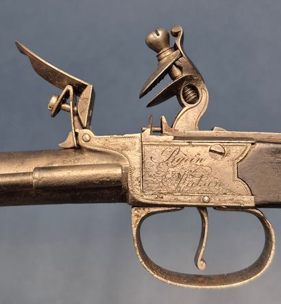 Rare pistolet anglais à silex à système début...