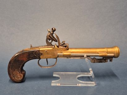 Rare pistolet de marine à carcasse et canon...