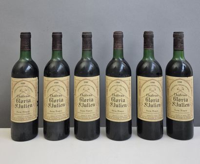 6 bottles Château GLORIA Saint Julien 1980....