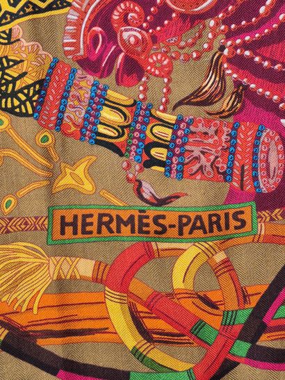 HERMES Paris
Made in France 
Printed cashmere...