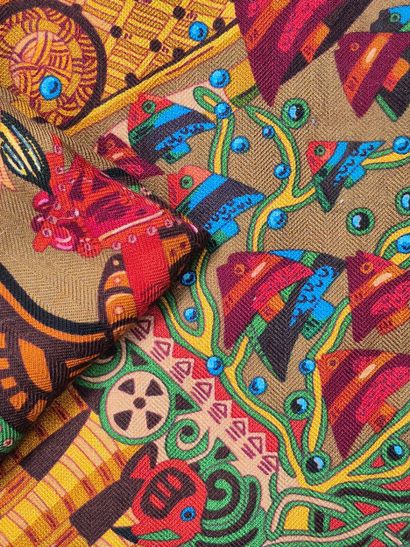 HERMES Paris
Made in France 
Printed cashmere...