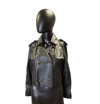 DOLCE GABBANA - Blouson court en cuir agneau...