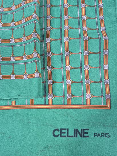 CELINE 
Set of two small printed silk crepe...